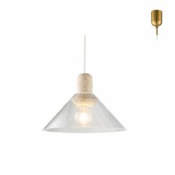 ガラス×大理石 ベージュ トラバーチン インターフォルム製ペンダントライト LT-4575BG IF-1230E-BG